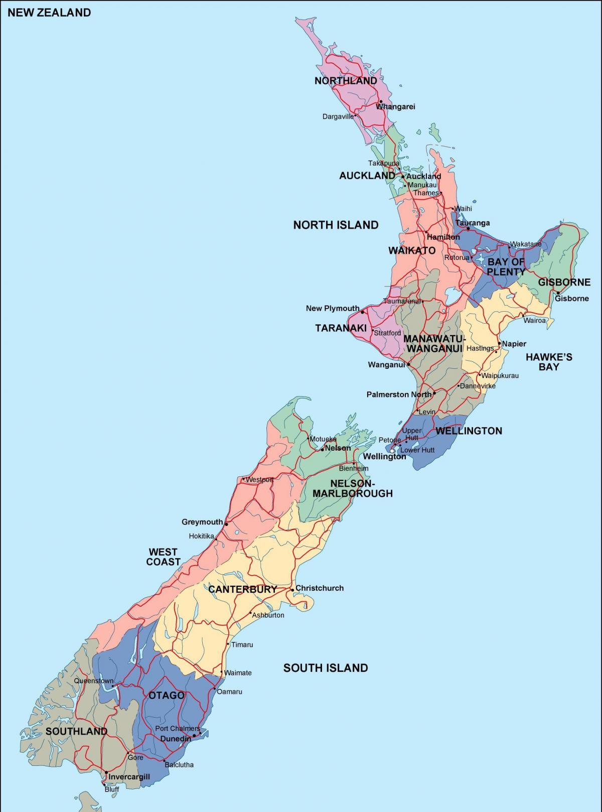Carte de l'État de Nouvelle-Zélande