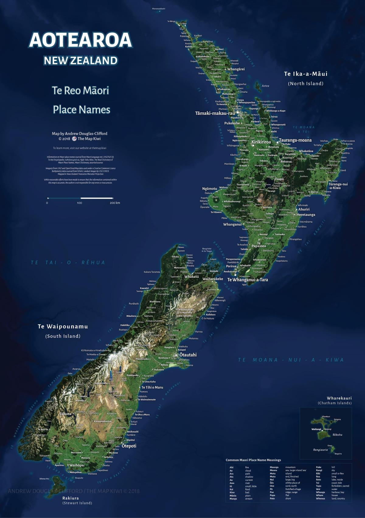 Carte du ciel de la Nouvelle-Zélande