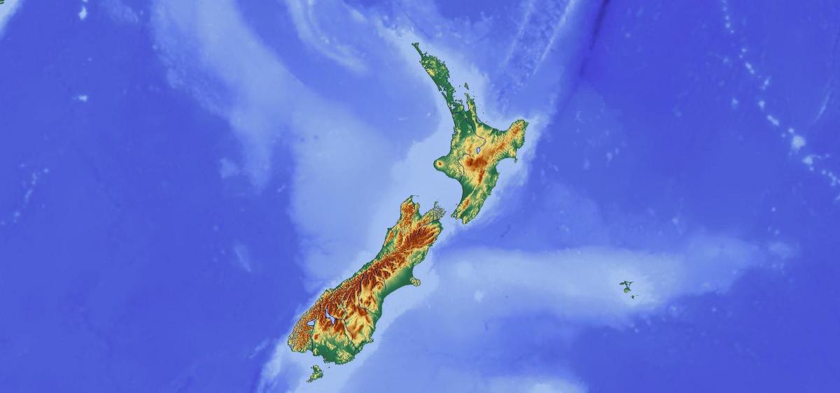 Carte topographique de la Nouvelle-Zélande